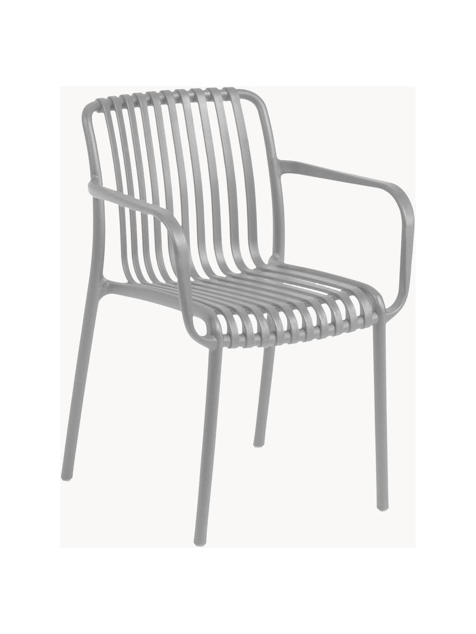 Chaise de jardin à accoudoirs Isabellini, Plastique, Gris, larg. 54 x prof. 49 cm