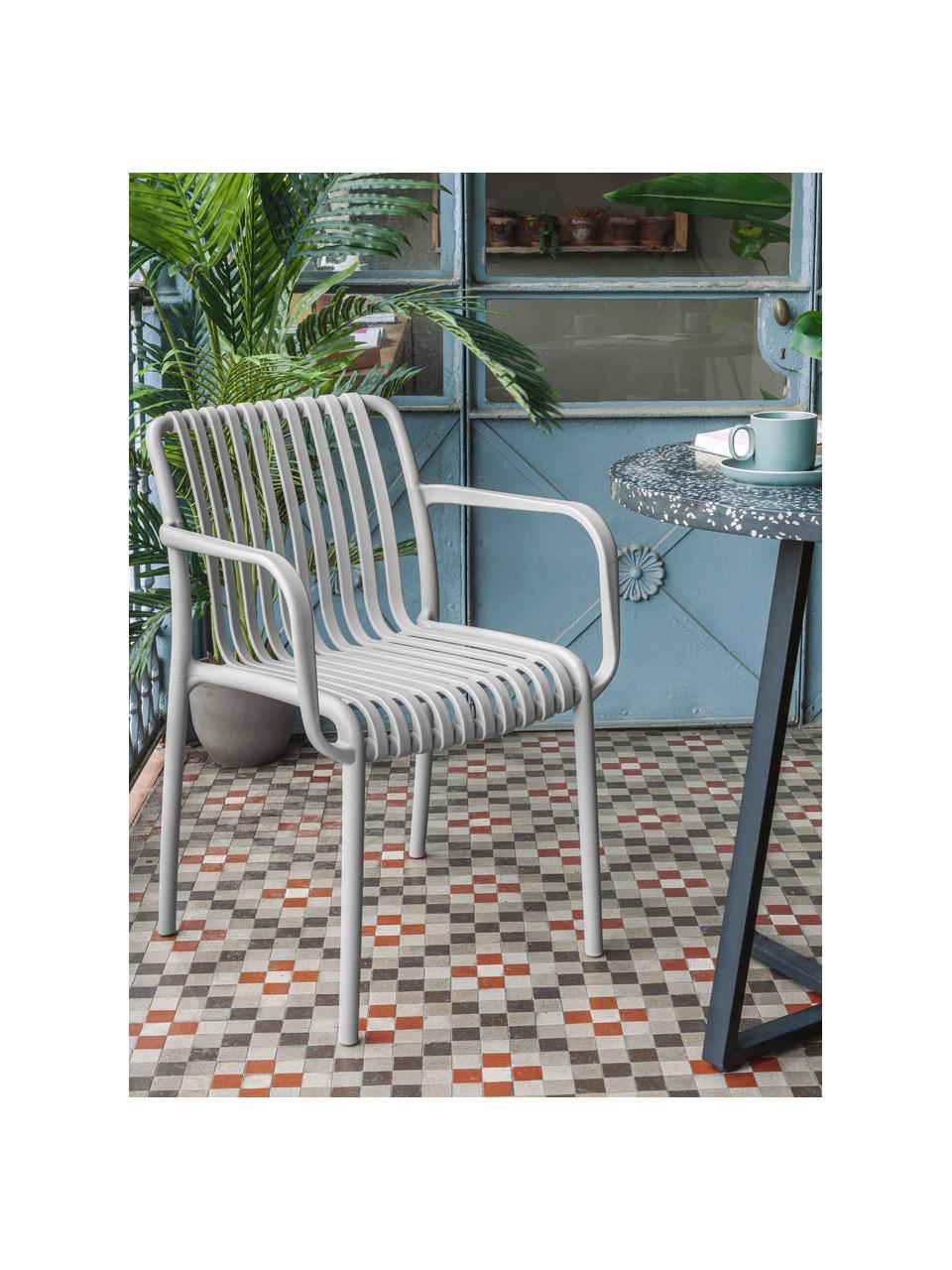 Chaise de jardin à accoudoirs Isabellini, Plastique, Gris, larg. 54 x prof. 49 cm