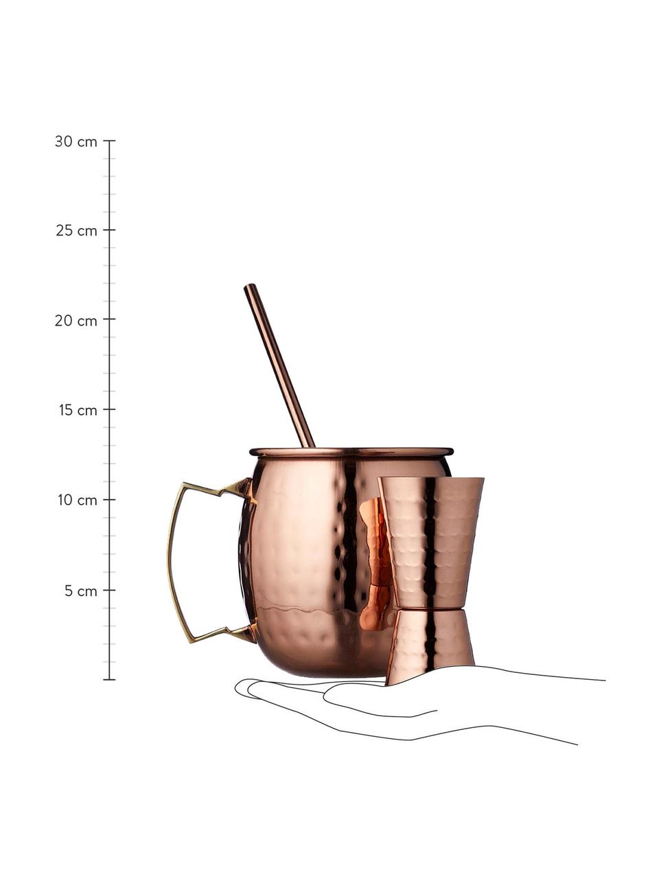 Mokkenset Moscow Mule Lyngby met gehamerd oppervlak, 9-delig, 18/10 roestvrij staal, gecoat en gehamerd. 

De set is gemaakt van roestvrij staal. Het is daardoor duurzaam, roest niet en is bestand tegen bacteriën., Koperkleurig, zilverkleurig, goudkleurig, Set met verschillende formaten