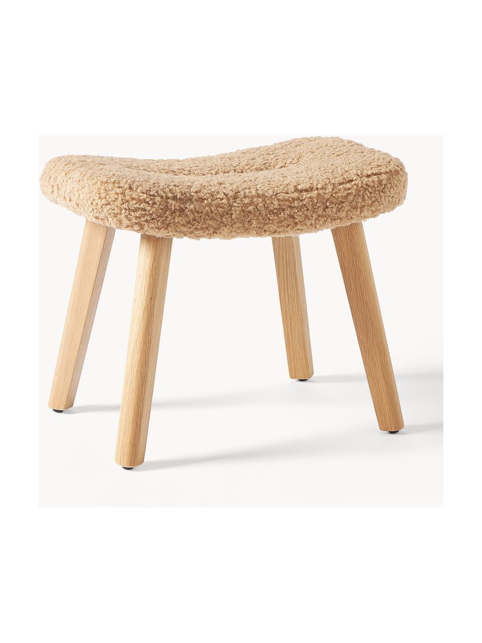 Plyšová stolička s dřevěnými nohami Wing, Světle hnědá, březové dřevo, Š 50 cm, V 41 cm