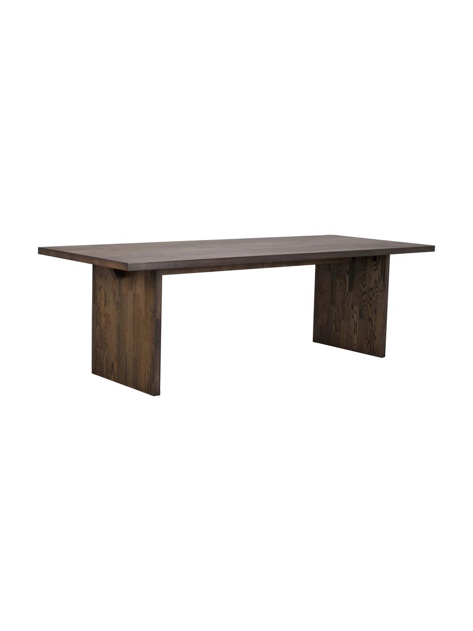 Stół do jadalni z drewna jesionowego Emmett, Lite drewno dębowe olejowane z certyfikatem FSC, Ciemnobrązowe lite drewno, S 240 x G 95 cm