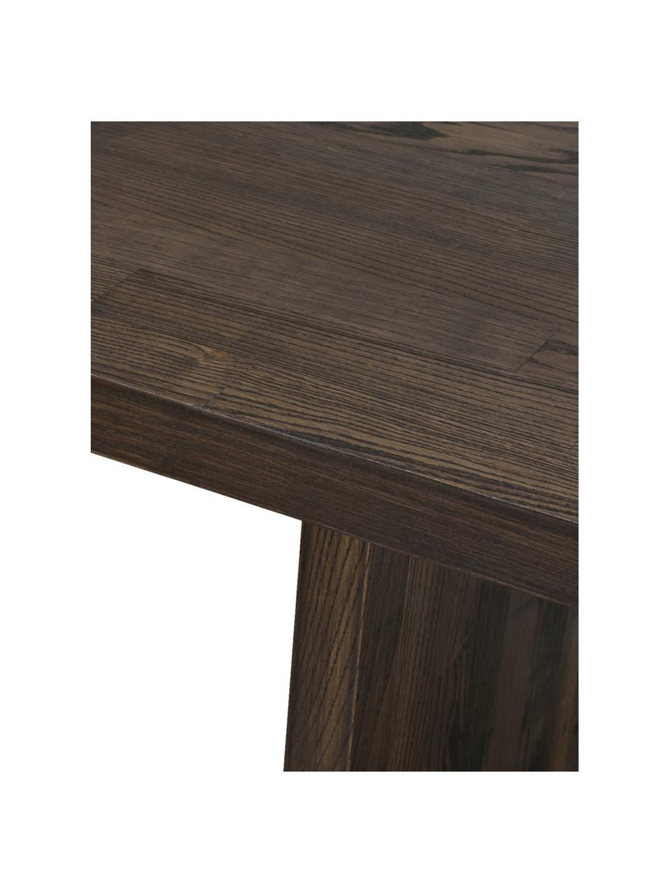 Stół do jadalni z drewna jesionowego Emmett, Lite drewno dębowe olejowane z certyfikatem FSC, Ciemnobrązowe lite drewno, S 240 x G 95 cm