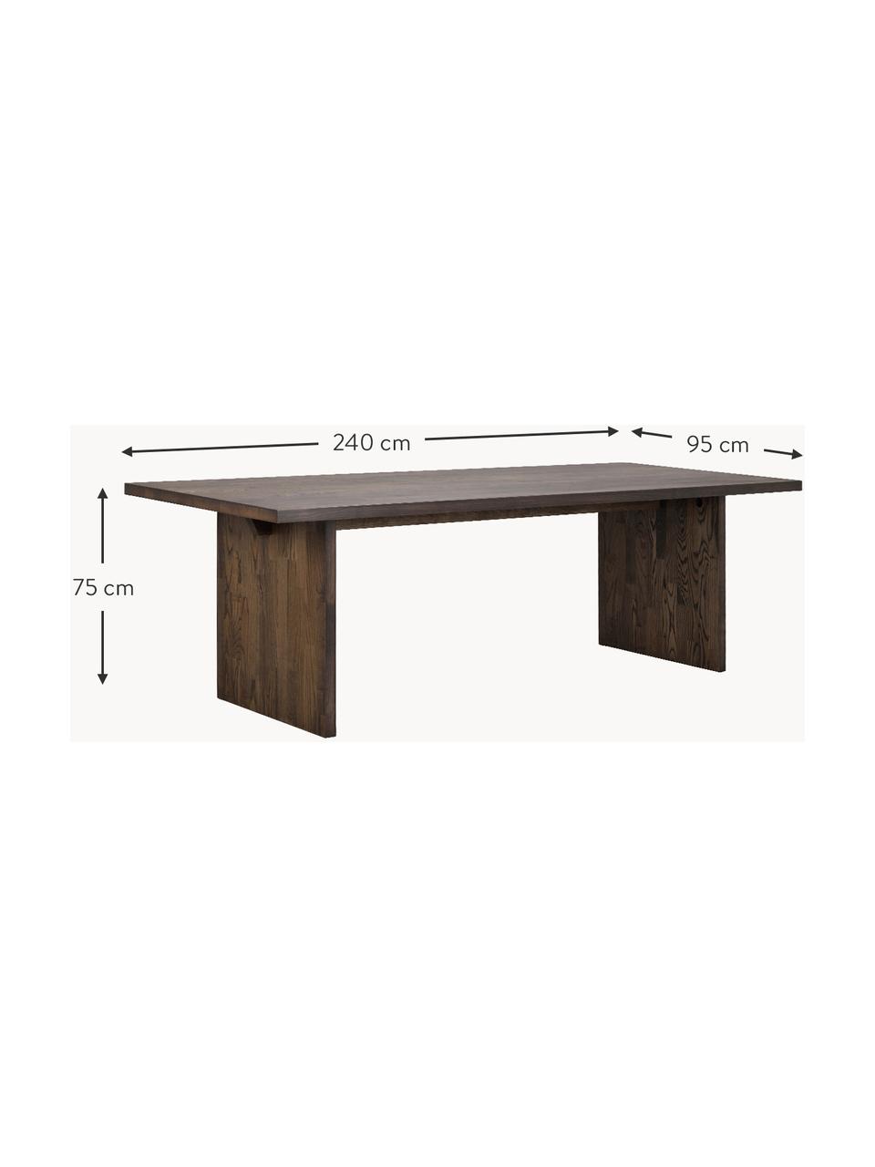 Table en bois de chêne Emmett, 240 x 95 cm, Bois de chêne, huilé, certifié FSC

Ce produit est fabriqué à partir de bois certifié FSC® issu d'une exploitation durable, Bois de chêne, foncé huilé, larg. 240 x prof. 95 cm