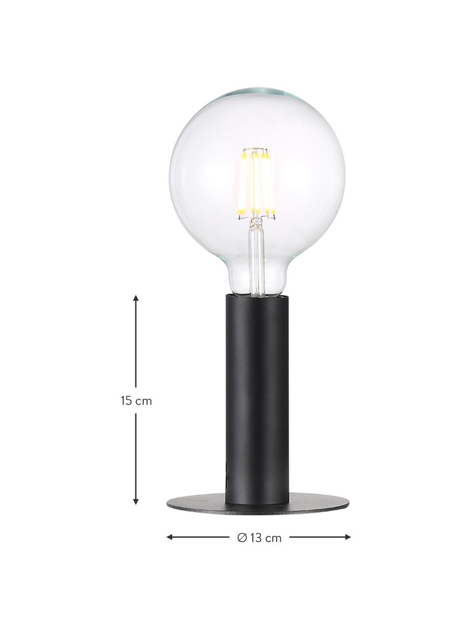 Petite lampe ampoule nue à poser en métal Dean, Laiton, laqué, Noir, Ø 13 x haut. 15 cm