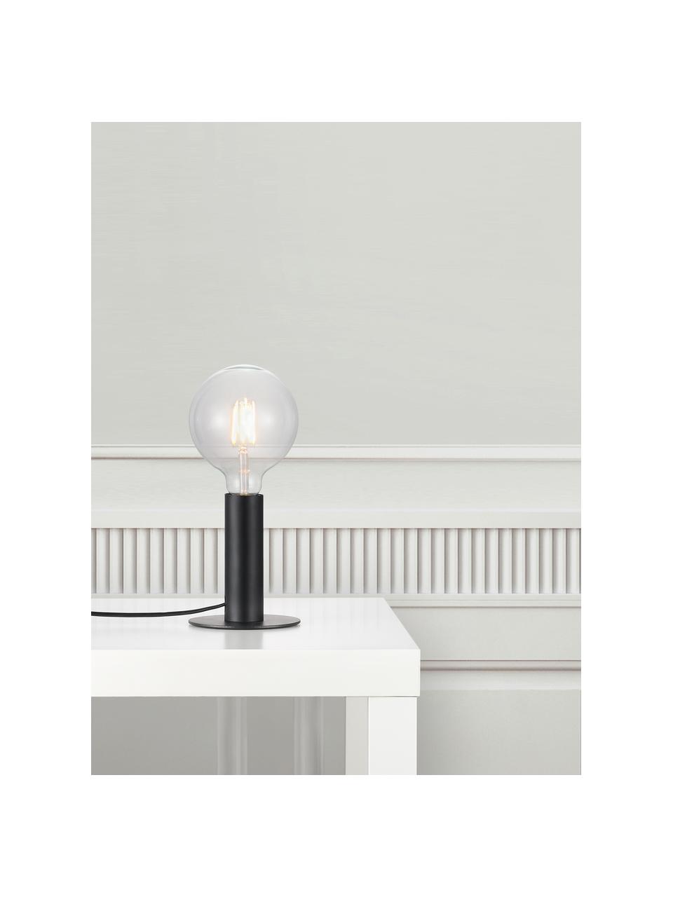 Petite lampe ampoule nue à poser en métal Dean, Laiton, laqué, Noir, Ø 13 x haut. 15 cm