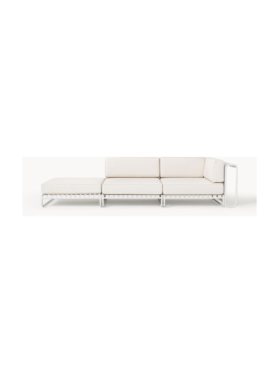 Modulares Garten-Loungesofa Caio, Bezug: 100 % Polyester Der hochw, Gestell: Aluminium, Off White, Weiß, B 305 x T 115 cm