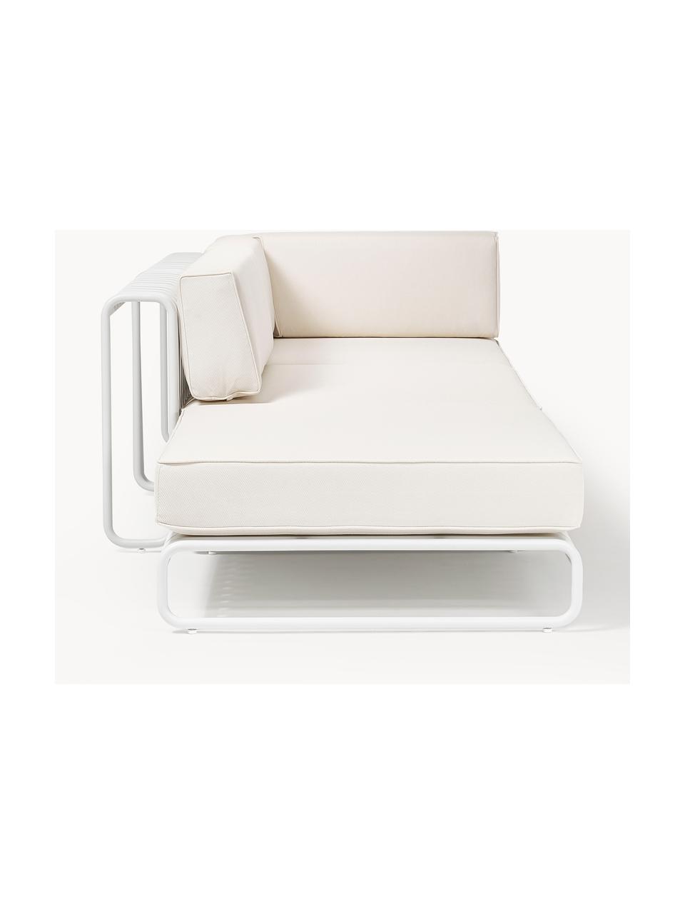 Modulaire tuin loungebank Caio, Bekleding: 100% polyester Met 20.000, Frame: aluminium, Gebroken wit, wit, B 305 x D 115 cm