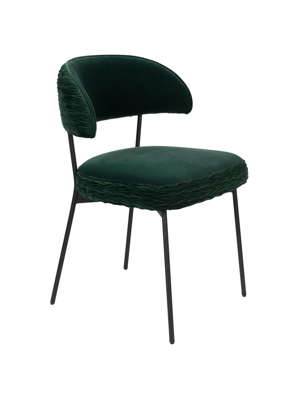 Krzesło tapicerowane z aksamitu The Winner Takes It All, Tapicerka: aksamit poliestrowy 30 00, Stelaż: metal malowany proszkowo, Zielony, S 57 x G 56 cm
