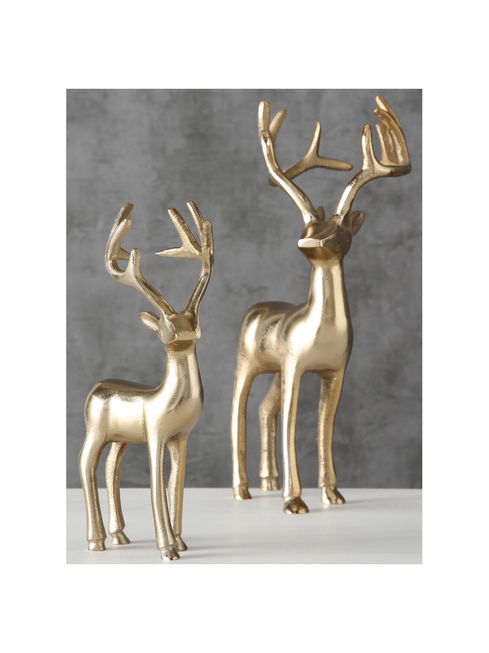 Cerfs décoratifs Noël Thielo, 2 élém., Aluminium, enduit, Or laiton, Lot de différentes tailles