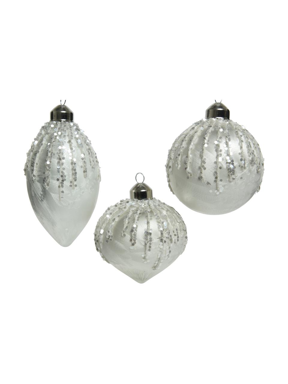 Weihnachtskugeln Silverno  Ø 8 cm, 3 Stück, Silberfarben, Ø 8 cm