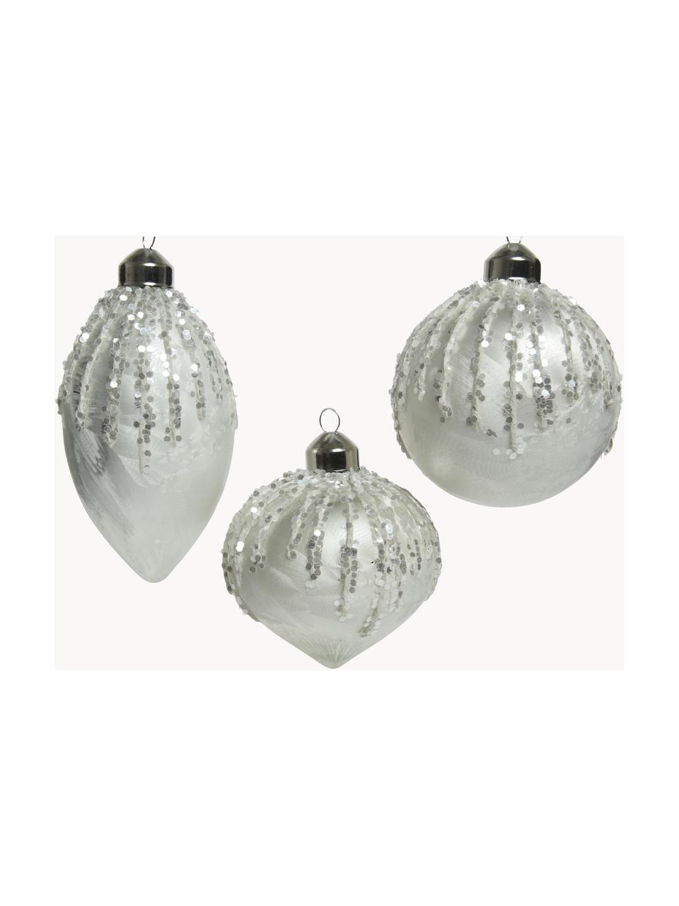 Boules de Noël Silverno, Ø 8 cm, 3 pièces, Argenté, Ø 8 cm