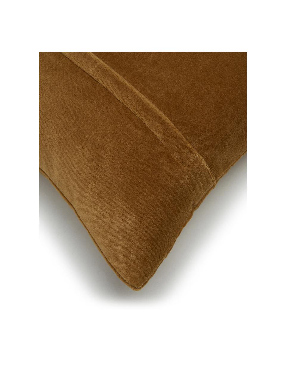 Cojín de terciopelo bordado Antler, Funda: 100% terciopelo de algodó, Mostaza, blanco, An 30 x L 50 cm