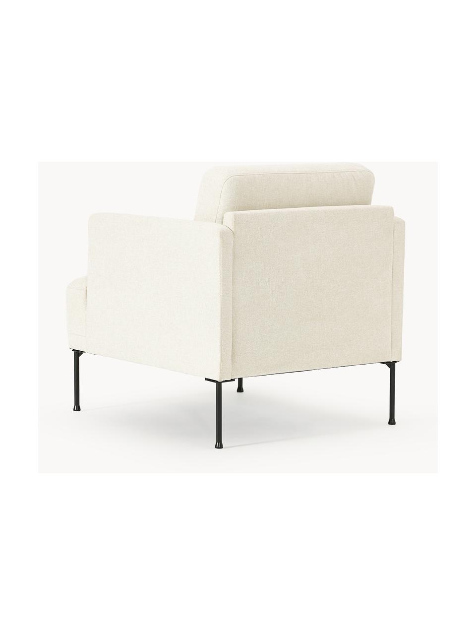 Fauteuil Fluente, Bekleding: 100% polyester Met 80.000, Frame: massief grenenhout, berke, Poten: metaal, gepoedercoat Dit , Geweven stof gebroken wit, B 74 x D 85 cm