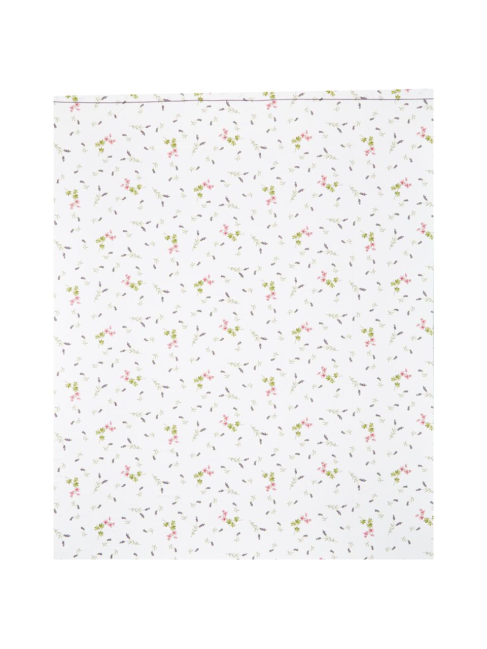 Drap plat en satin de coton Songe, Blanc, vert, lilas, rose vif