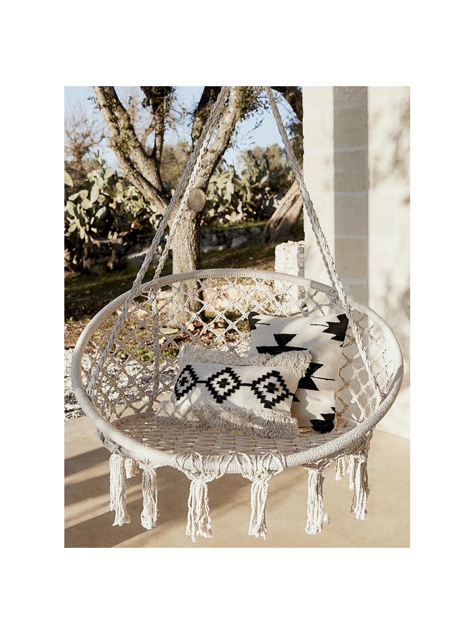 Gewebte Kissenhülle Cancun, 100% Baumwolle, Schwarz, Hellbeige, B 45 x L 45 cm