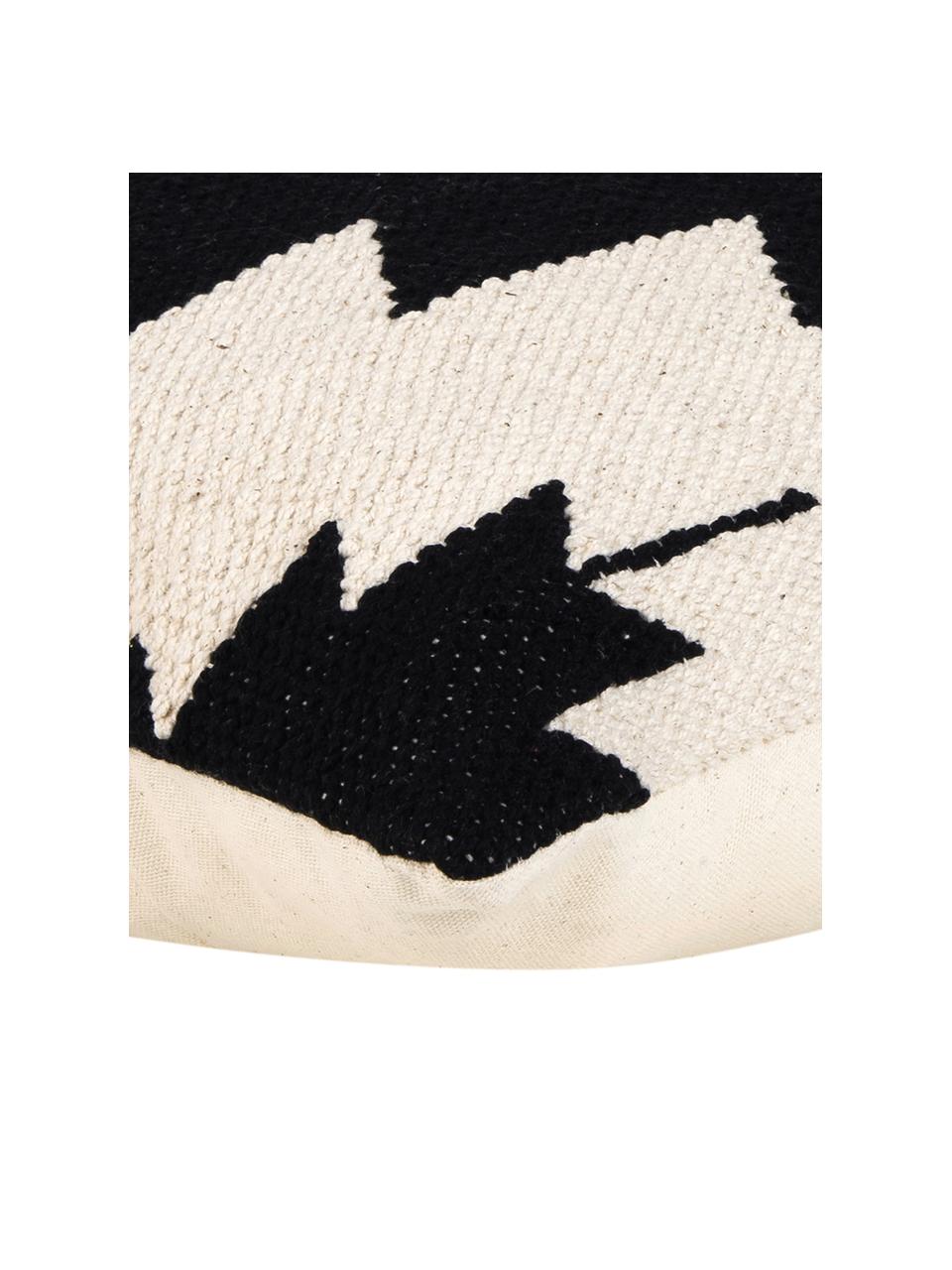 Tkana poszewka na poduszkę w stylu etno Cancun, 100% bawełna, Czarny, beżowy, S 45 x D 45 cm