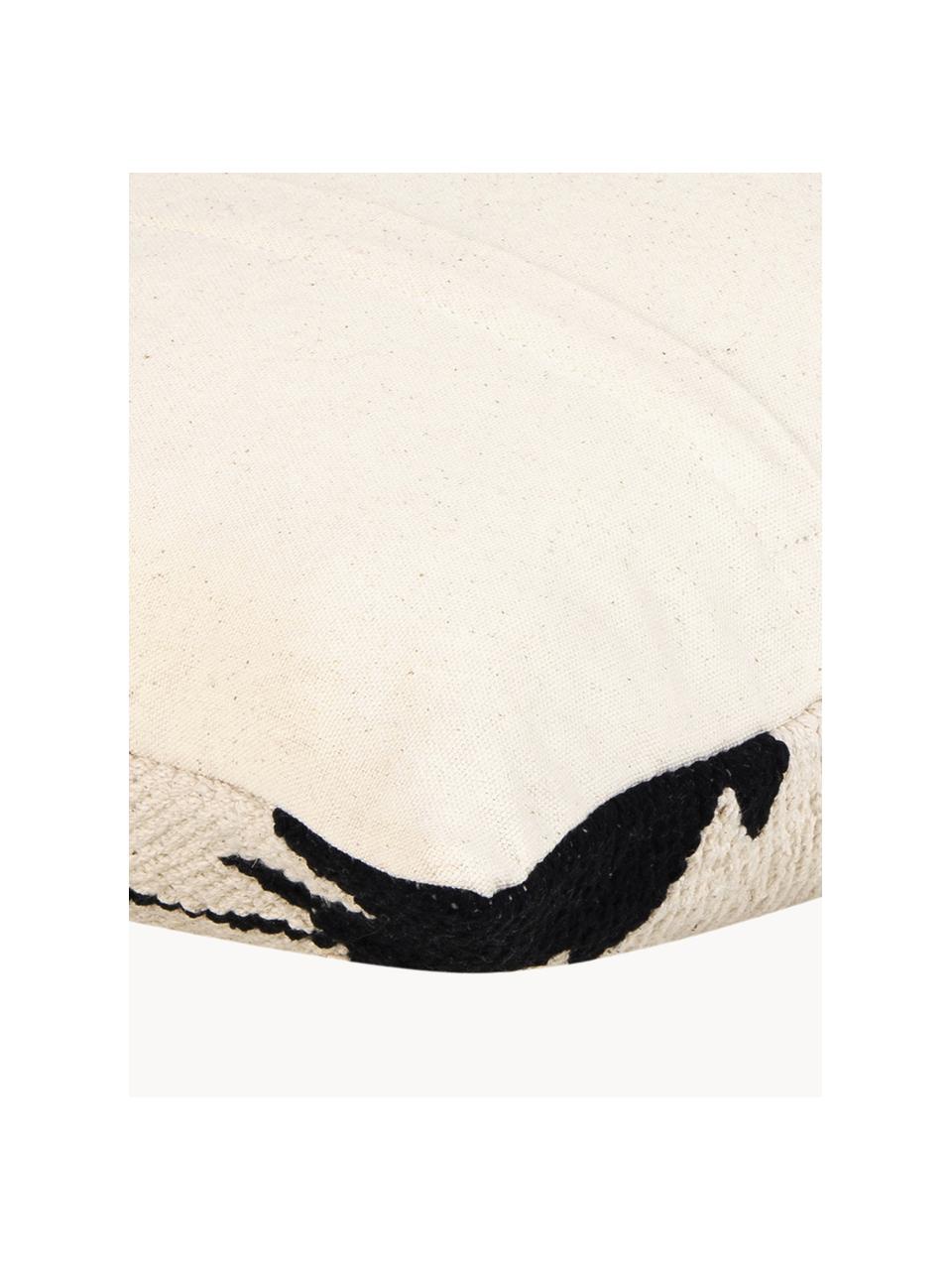 Copricuscino tessuto Cancun, 100% cotone, Nero, beige chiaro, Larg. 45 x Lung. 45 cm