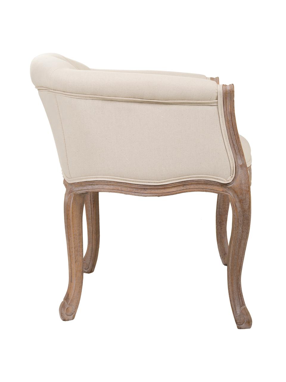 Sillón de madera Jona, Tapizado: 50% poliéster, 25% algodó, Asiento: 30 kg/m³, Patas: madera de caucho, Tejido beige, An 61 x F 61 cm