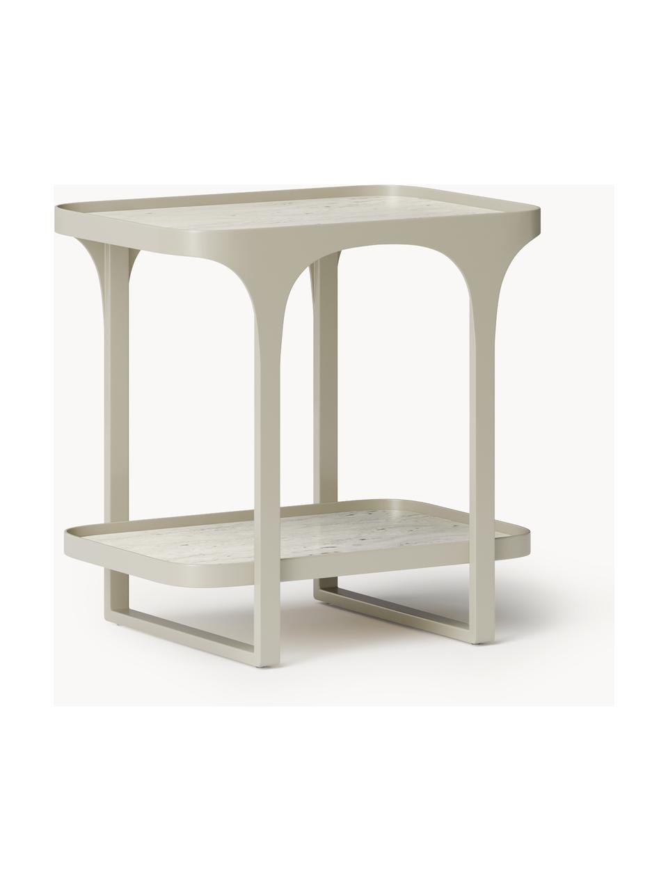 Table de chevet aspect travertin Bella, Aspect travertin beige clair, larg. 55 x haut. 55 cm