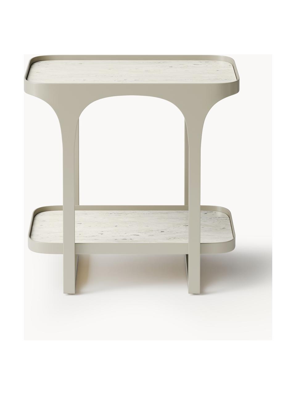 Table de chevet aspect travertin Bella, Aspect travertin beige clair, larg. 55 x haut. 55 cm