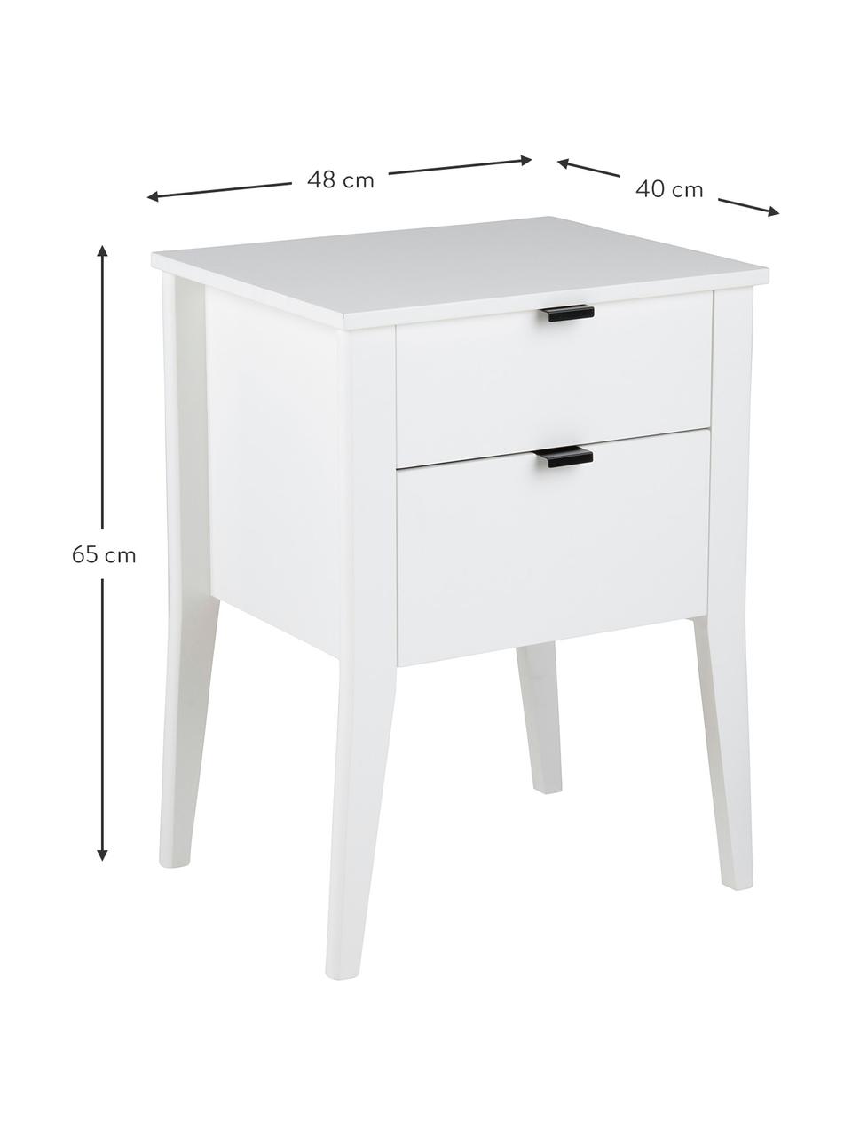 Table de chevet blanche avec 2 tiroirs Sleepy, Blanc, larg. 48 x haut. 65 cm