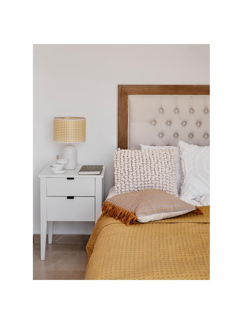 Comodino bianco con cassetti Sleepy, Maniglie: Metallo verniciato a polv, Bianco, Larg. 48 x Alt. 65 cm