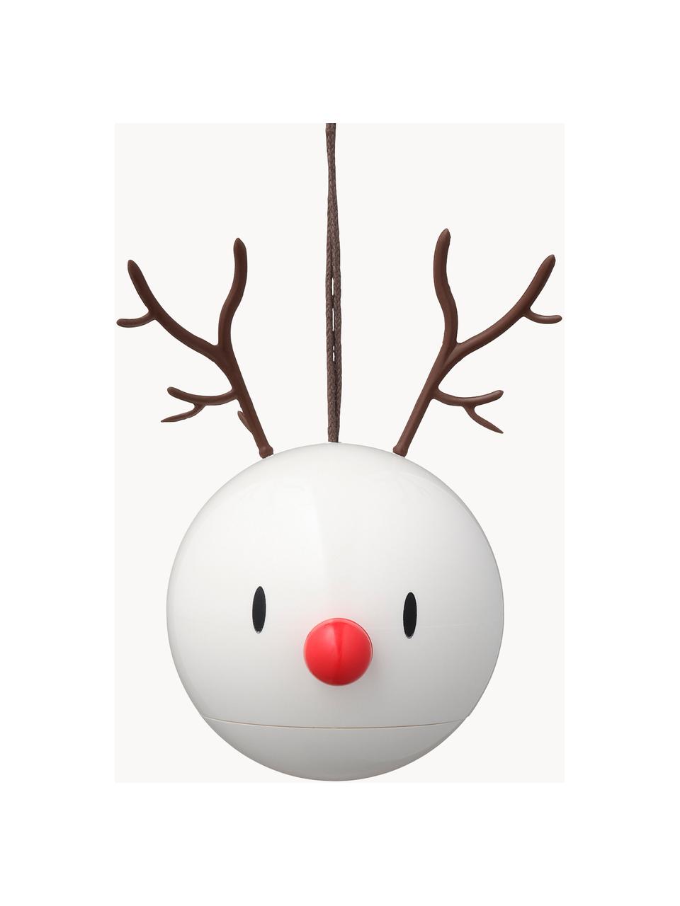 Kerstboomhanger Hoptimist Reindeer, 2 stuks, Kunststof, metaal, Wit, zwart, rood, B 10 cm x H 7 cm