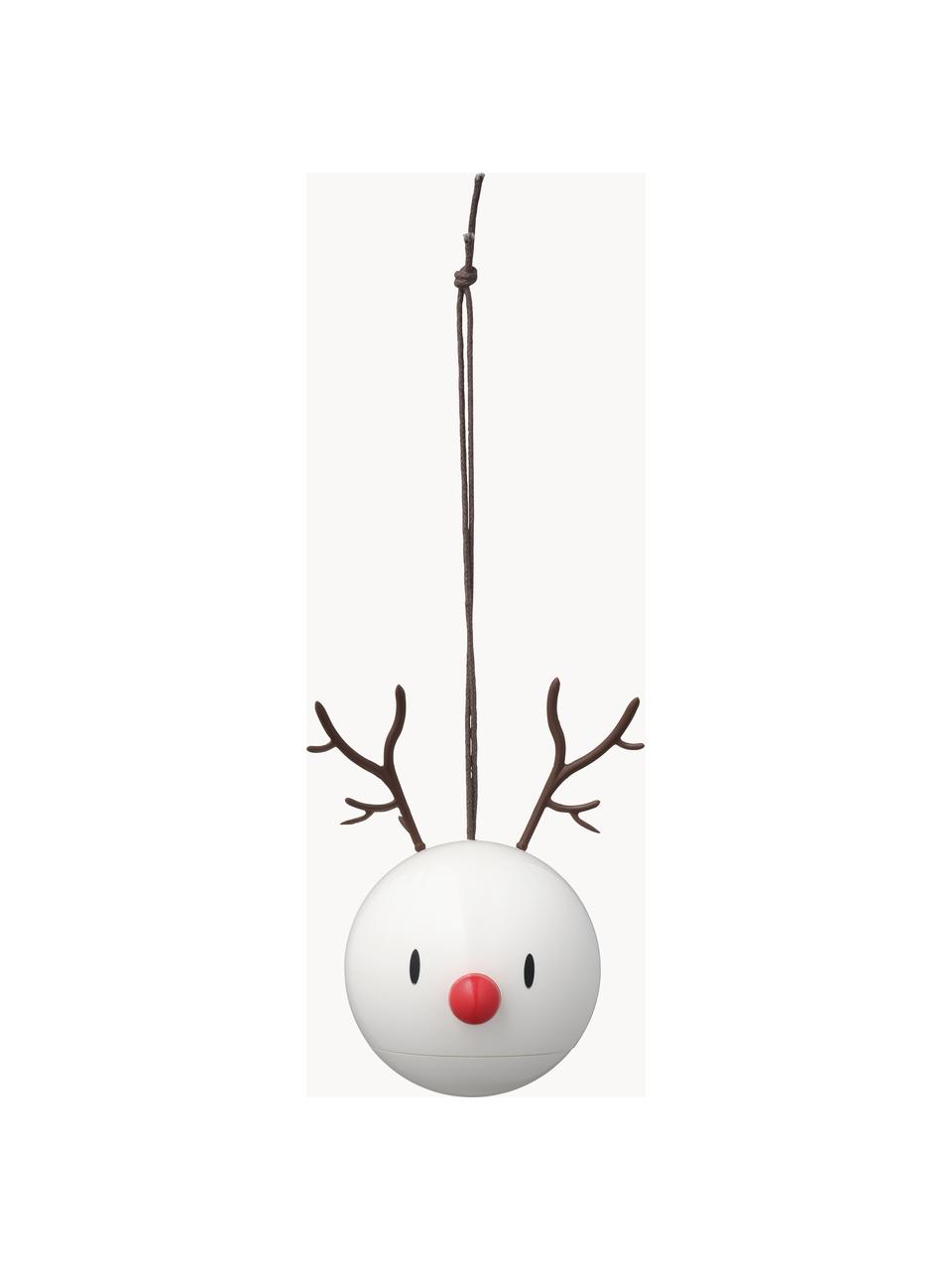 Adornos navideños Reindeer, 2 uds., Metal, plástico, Blanco, negro, rojo, An 10 x Al 7 cm