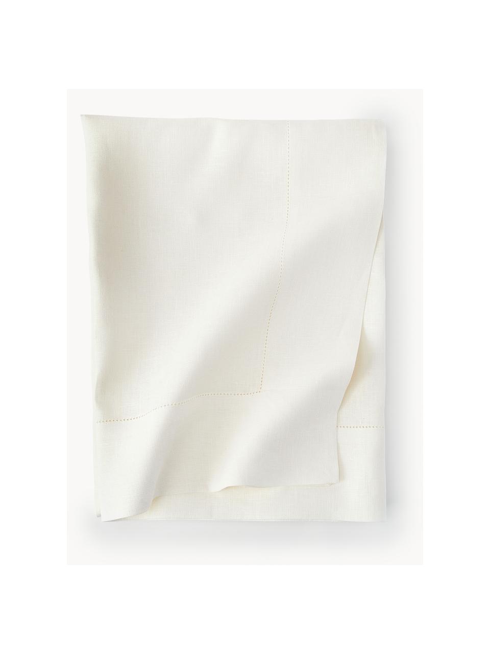 Nappe pur lin avec ourlet Alanta, Blanc cassé, 2-4 personnes (long. 120 x larg. 120 cm)