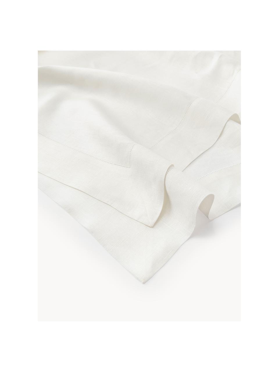 Nappe pur lin avec ourlet Alanta, Blanc cassé, 2-4 personnes (long. 120 x larg. 120 cm)