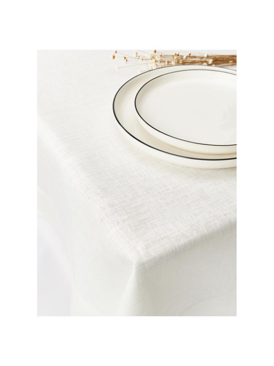 Nappe pur lin avec ourlet Alanta, Blanc cassé, 2-4 personnes (long. 120 x larg. 120 cm)