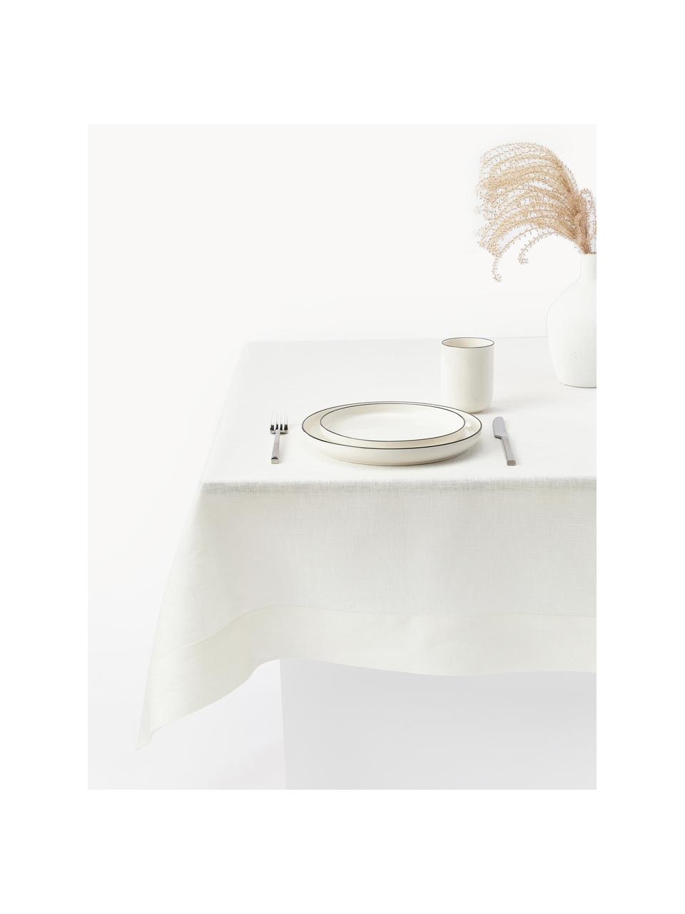 Nappe pur lin avec ourlet Alanta, Blanc cassé, 2-4 personnes (long. 120 x larg. 120 cm)