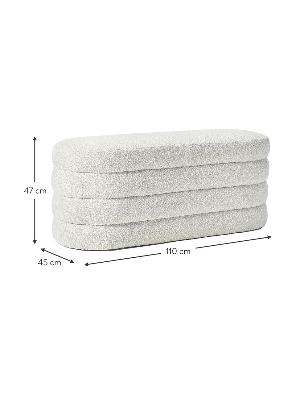 Banquette rembourrée en tissu bouclé Alto, Blanc crème, larg. 110 x haut. 47 cm