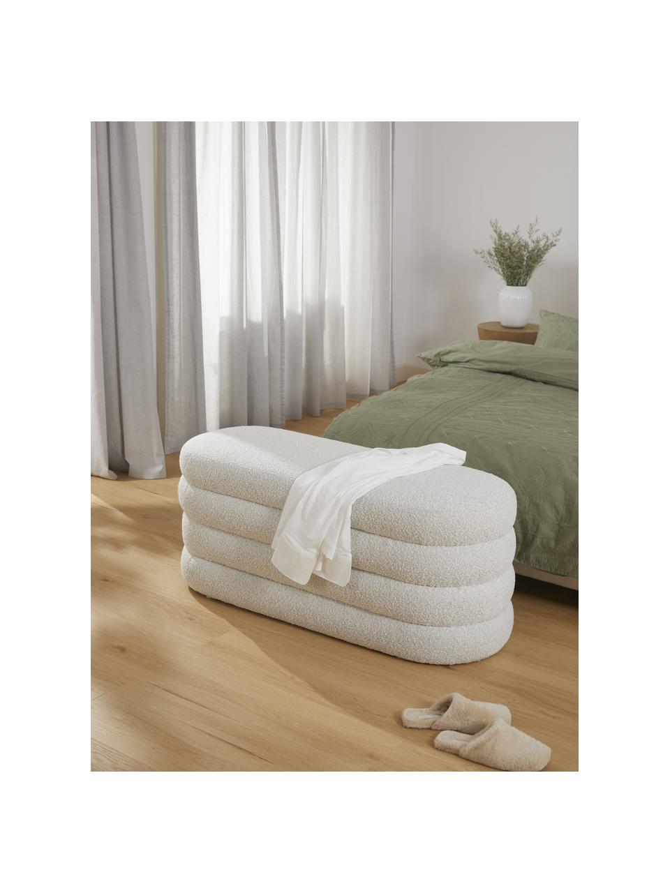 Buklé čalúnená lavica Alto, Buklé krémovobiela, Š 110 x V 47 cm