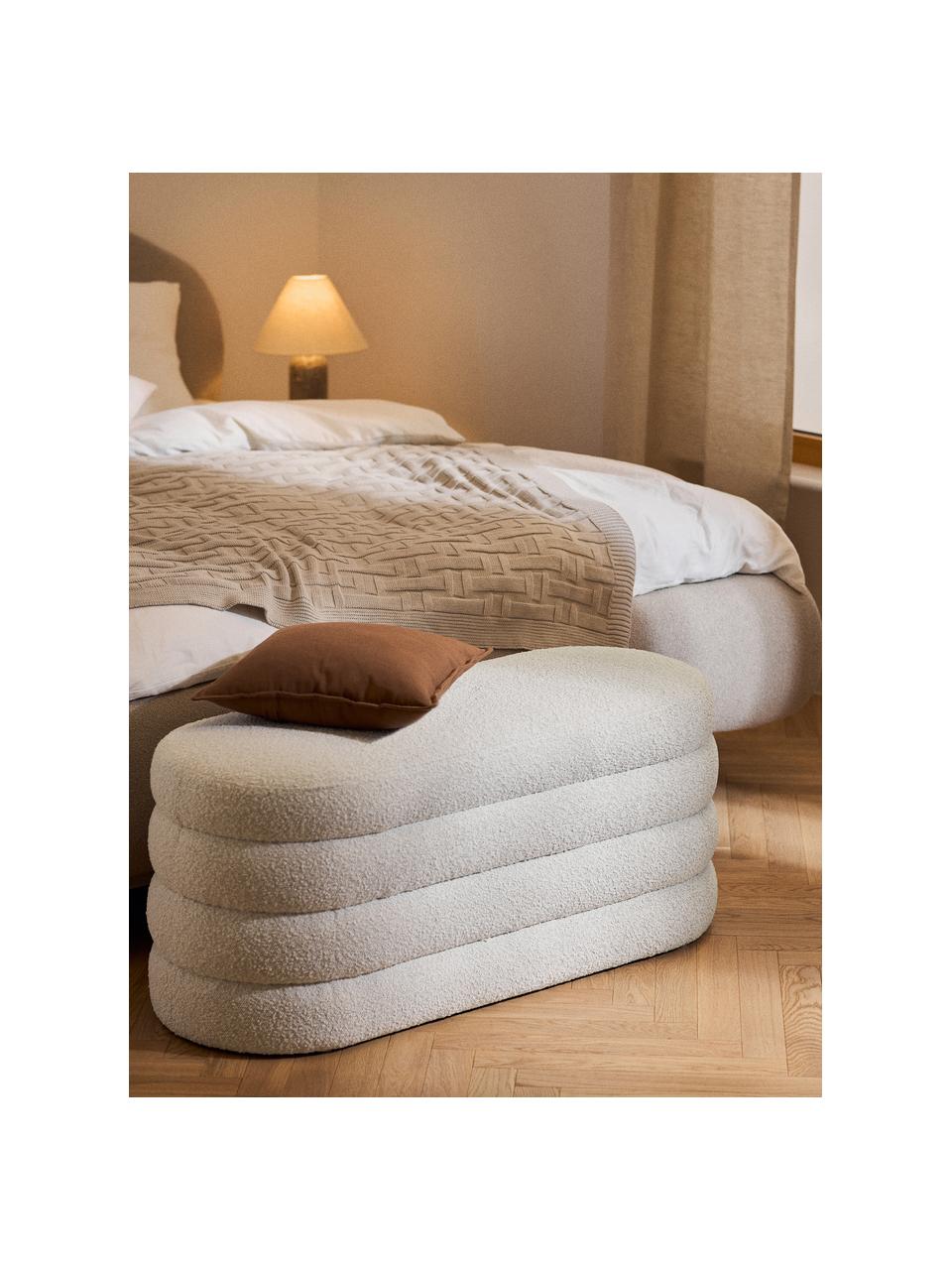 Banquette en tissu bouclé Alto, Bouclé blanc cassé, larg. 110 x haut. 47 cm