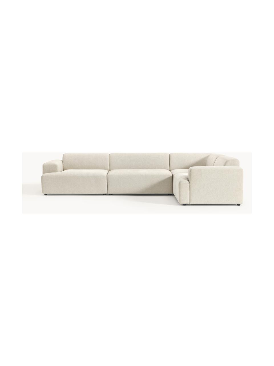 Grosses Ecksofa Melva (4-Sitzer), Bezug: 100 % Polyester Der strap, Gestell: Massives Kiefern- und Fic, Webstoff Hellbeige, B 339 x T 220 cm, Eckteil rechts