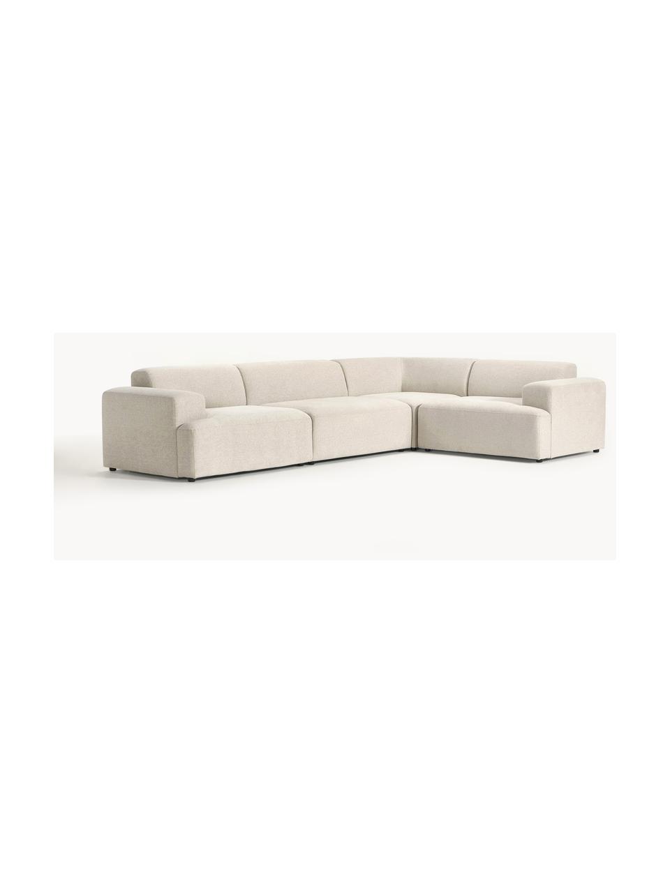 Grosses Ecksofa Melva (4-Sitzer), Bezug: 100 % Polyester Der strap, Gestell: Massives Kiefern- und Fic, Webstoff Hellbeige, B 339 x T 220 cm, Eckteil rechts