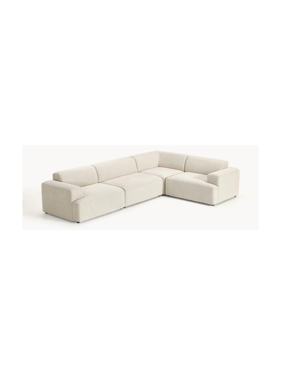 Grosses Ecksofa Melva (4-Sitzer), Bezug: 100 % Polyester Der strap, Gestell: Massives Kiefern- und Fic, Webstoff Hellbeige, B 339 x T 220 cm, Eckteil rechts