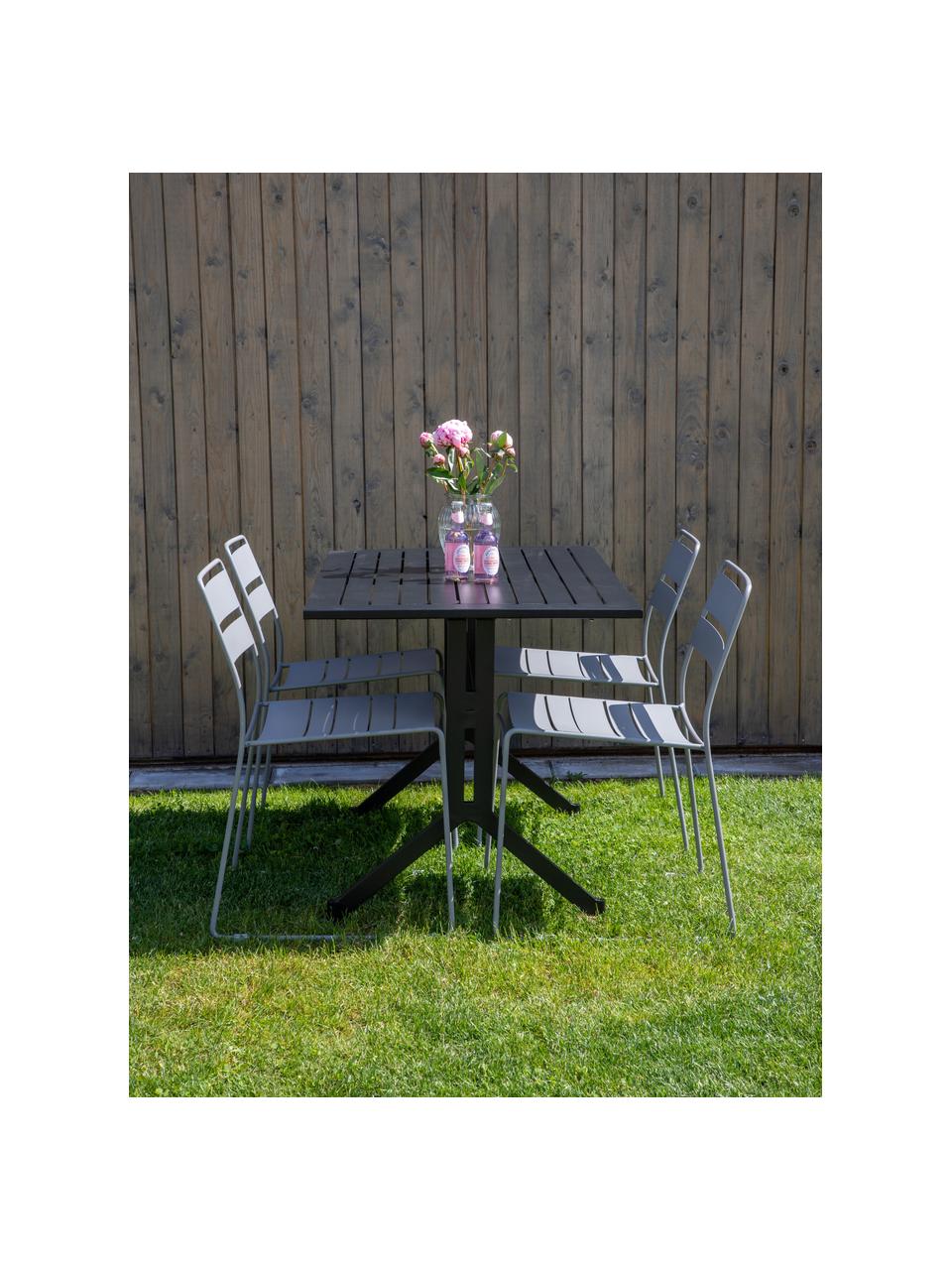 Stapelbarer Metall-Gartenstuhl Lina, Sitzkissen: Textil, Schaumstoff, Grau, B 47 x T 55 cm