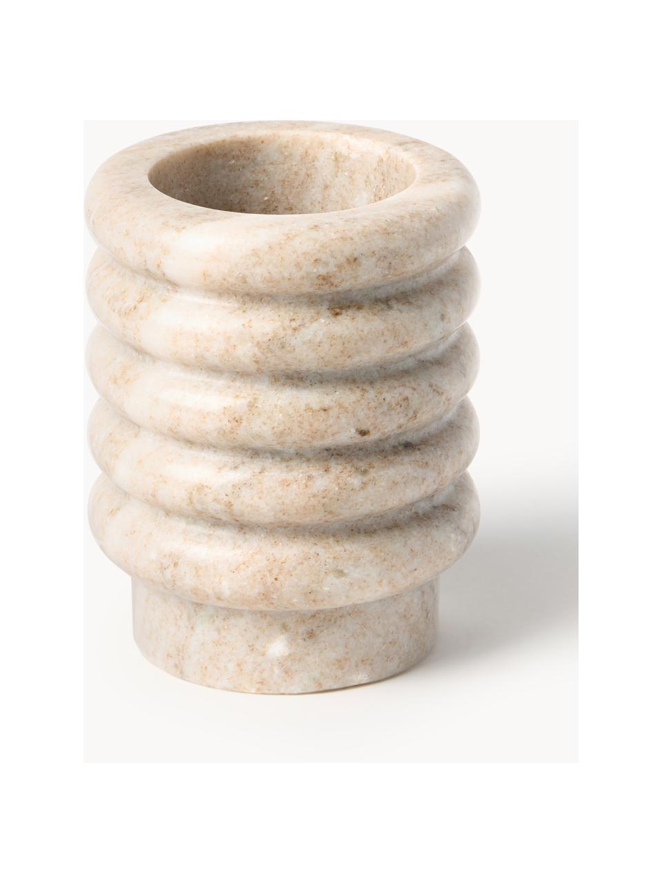 Marmor-Vase Orta, H 13 cm, Marmor, Beige, marmoriert, Ø 10 x H 13 cm