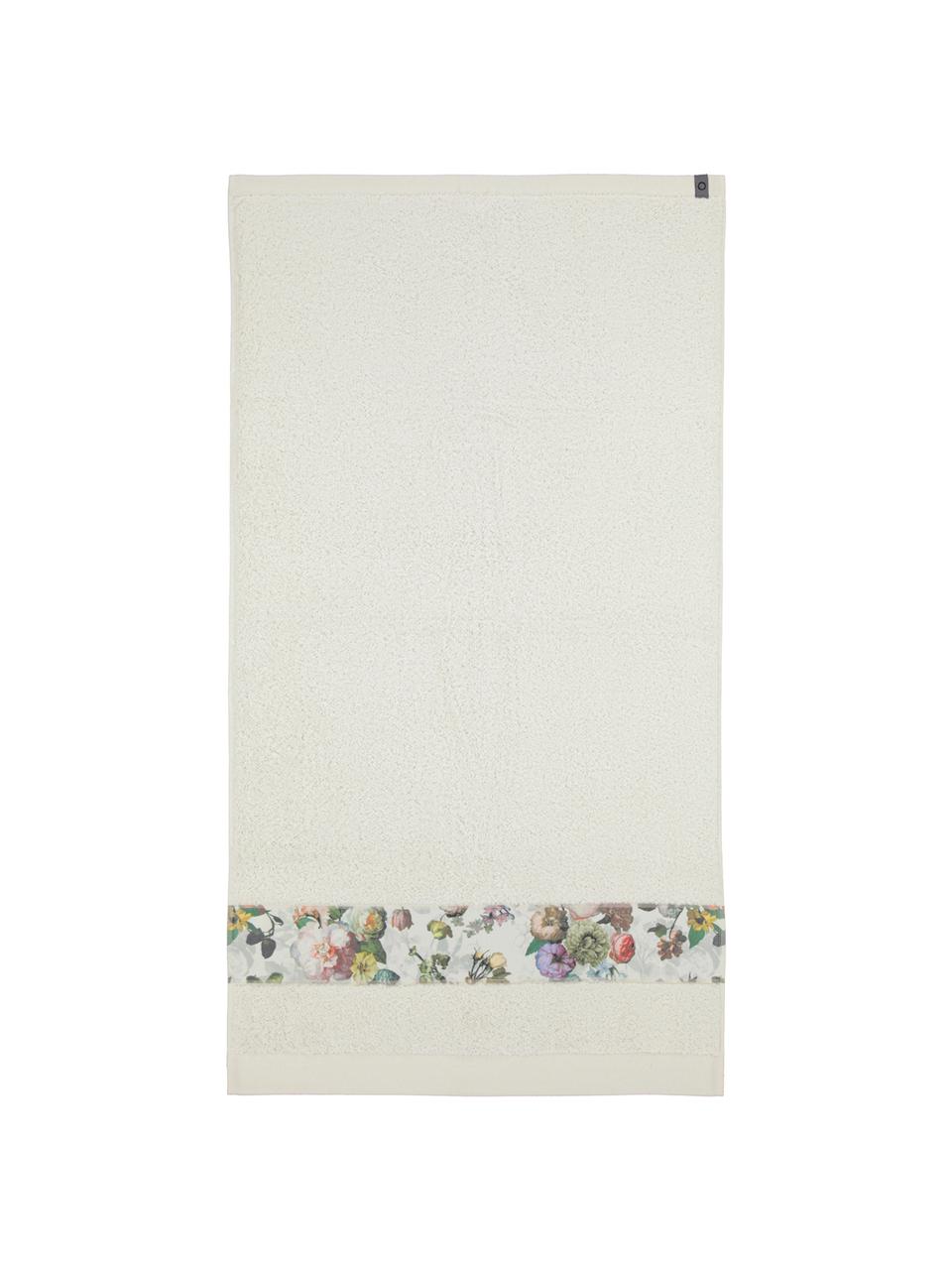 Handdoek Matiss in verschillende formaten, met hoog-laag patroon met bloemen, 97% katoen 3% polyester, Crèmewit, multicolour, Handdoek, B 60 x L 100 cm