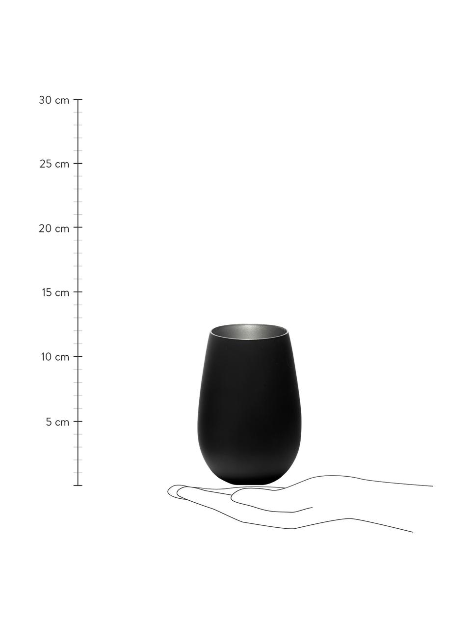 Bicchiere long drink in cristallo nero/argento Elements 6 pz, Cristallo rivestito, Nero, argentato, Ø 9 x Alt. 12 cm, 465 ml