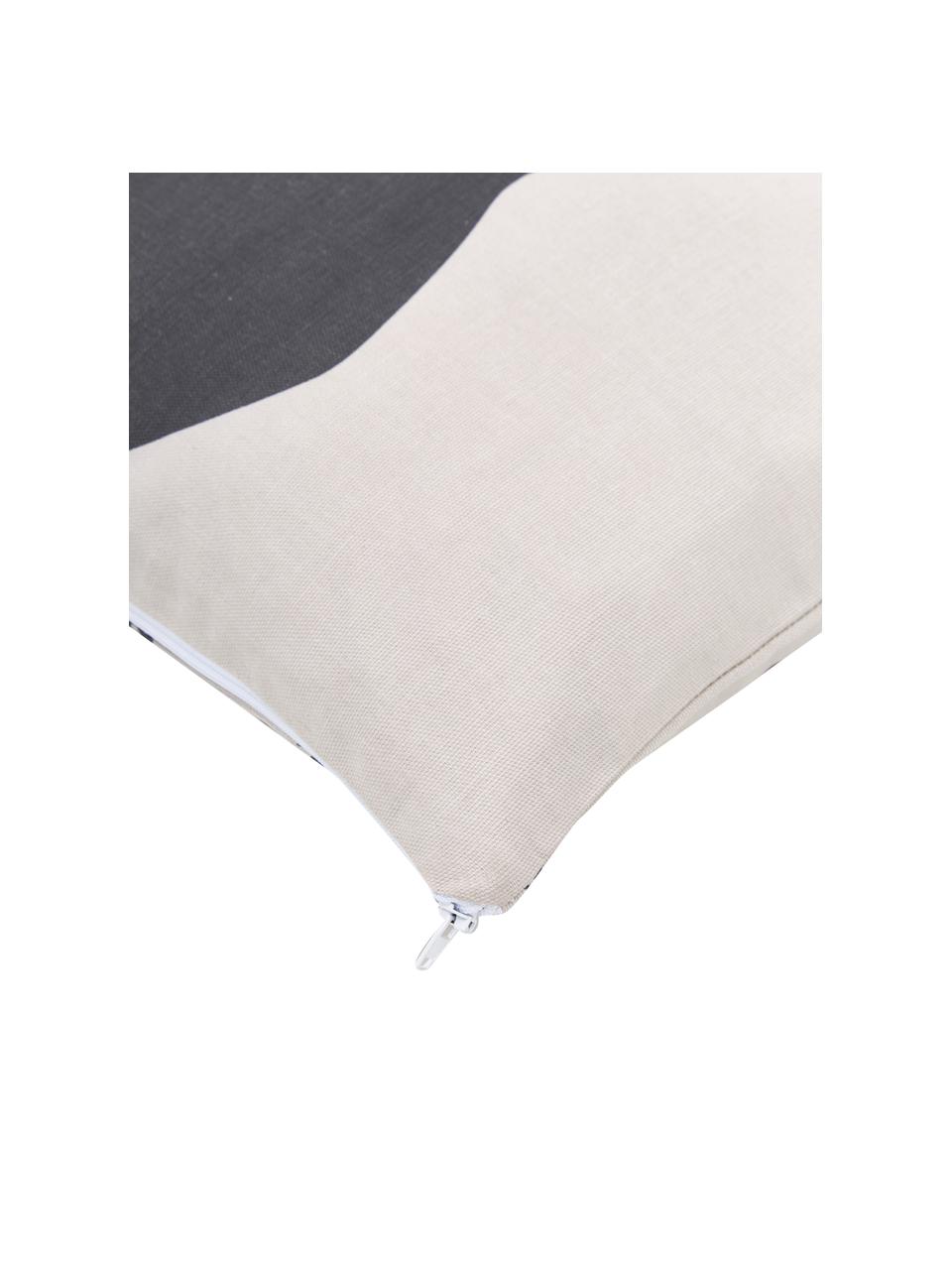 Wende-Kissenhülle Deer aus Bio-Baumwolle, 100 % Bio-Baumwolle, Cremeweiß, Grau, B 45 x L 45 cm