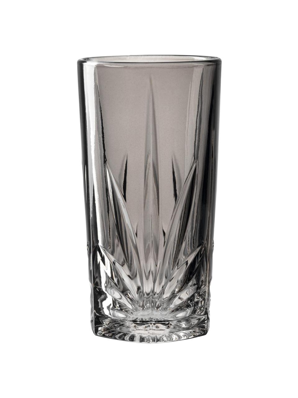 Sklenice na long drink s reliéfním vzorem Capri, 4 ks, Sklo, Šedá, Ø 8 cm, V 15 cm, 390 ml
