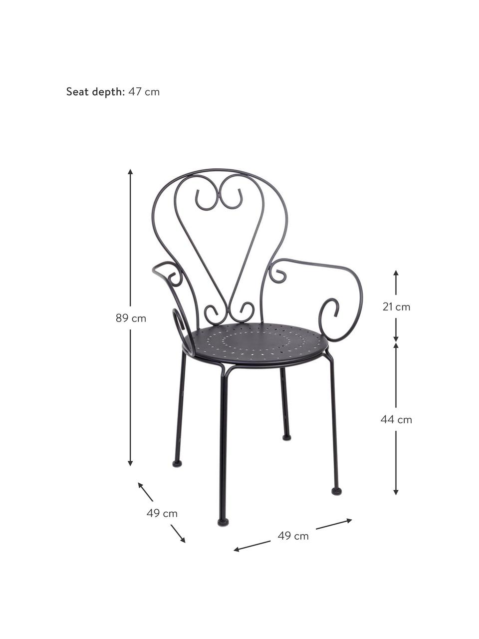 Outdoor armstoelen Etienne, 2 stuks, Donkergrijs, B 49 x H 89 cm