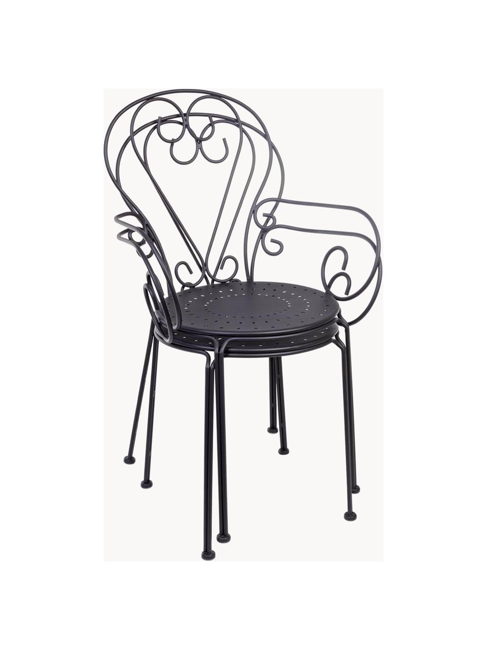 Záhradné stoličky s opierkami Etienne, 2 ks, Antracitová, matná, Š 49 x V 89 cm