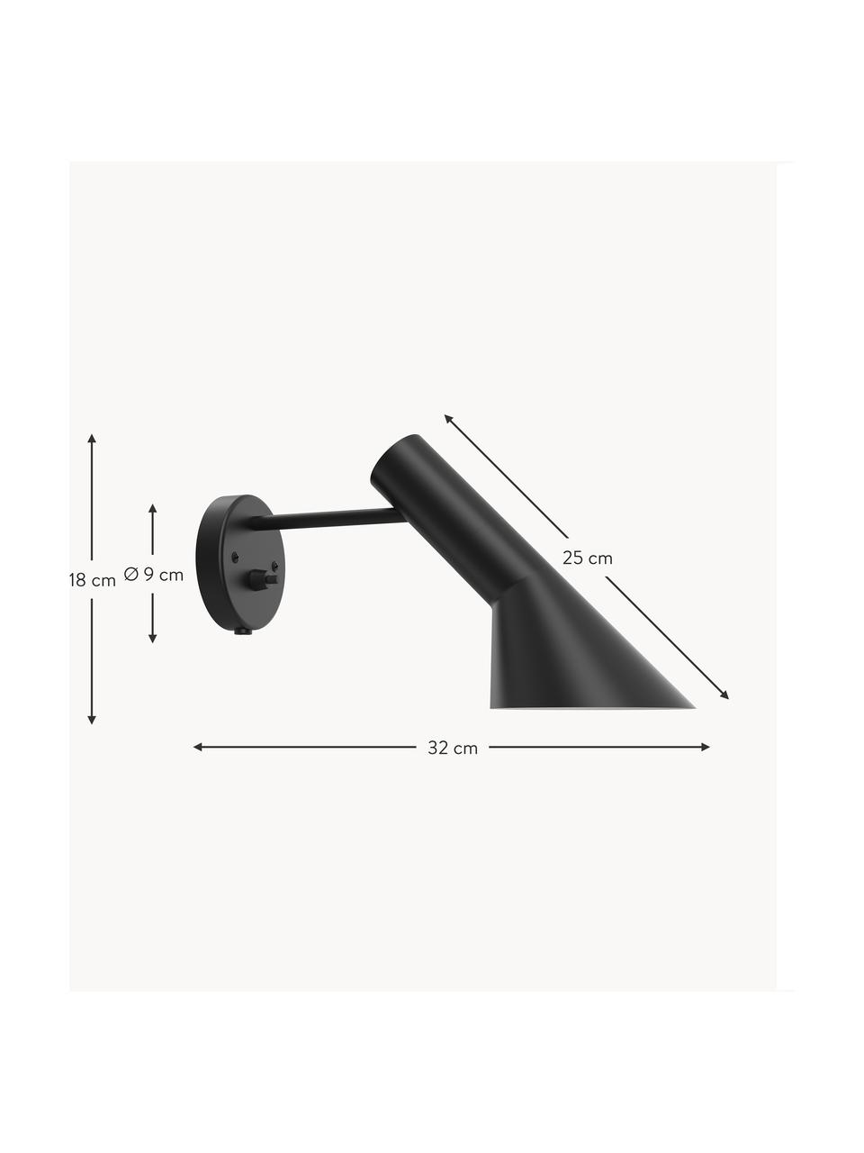 Wandleuchte AJ mit Stecker, Schwarz, B 32 x H 18 cm