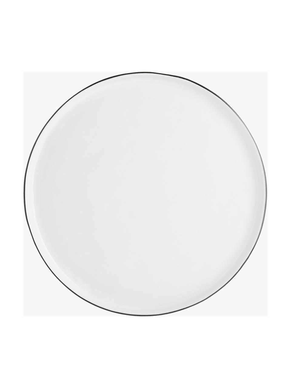Ručne vyrobený plytký tanier z porcelánu Salt, 4 ks, Porcelán, Biela, Ø 28 cm