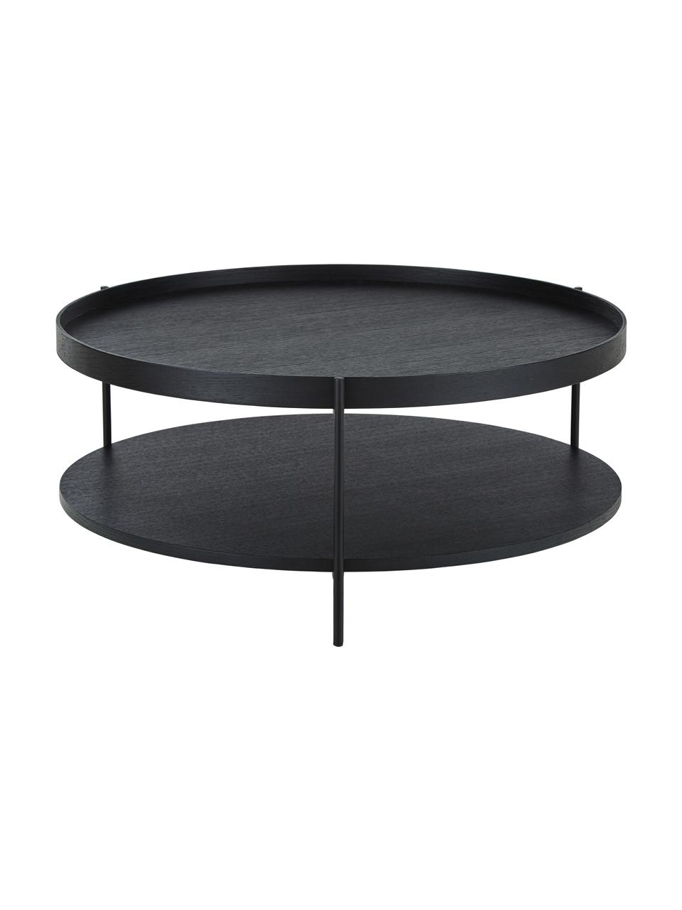Grande table basse avec rangement Renee, Noir, Ø 90 x haut. 39 cm