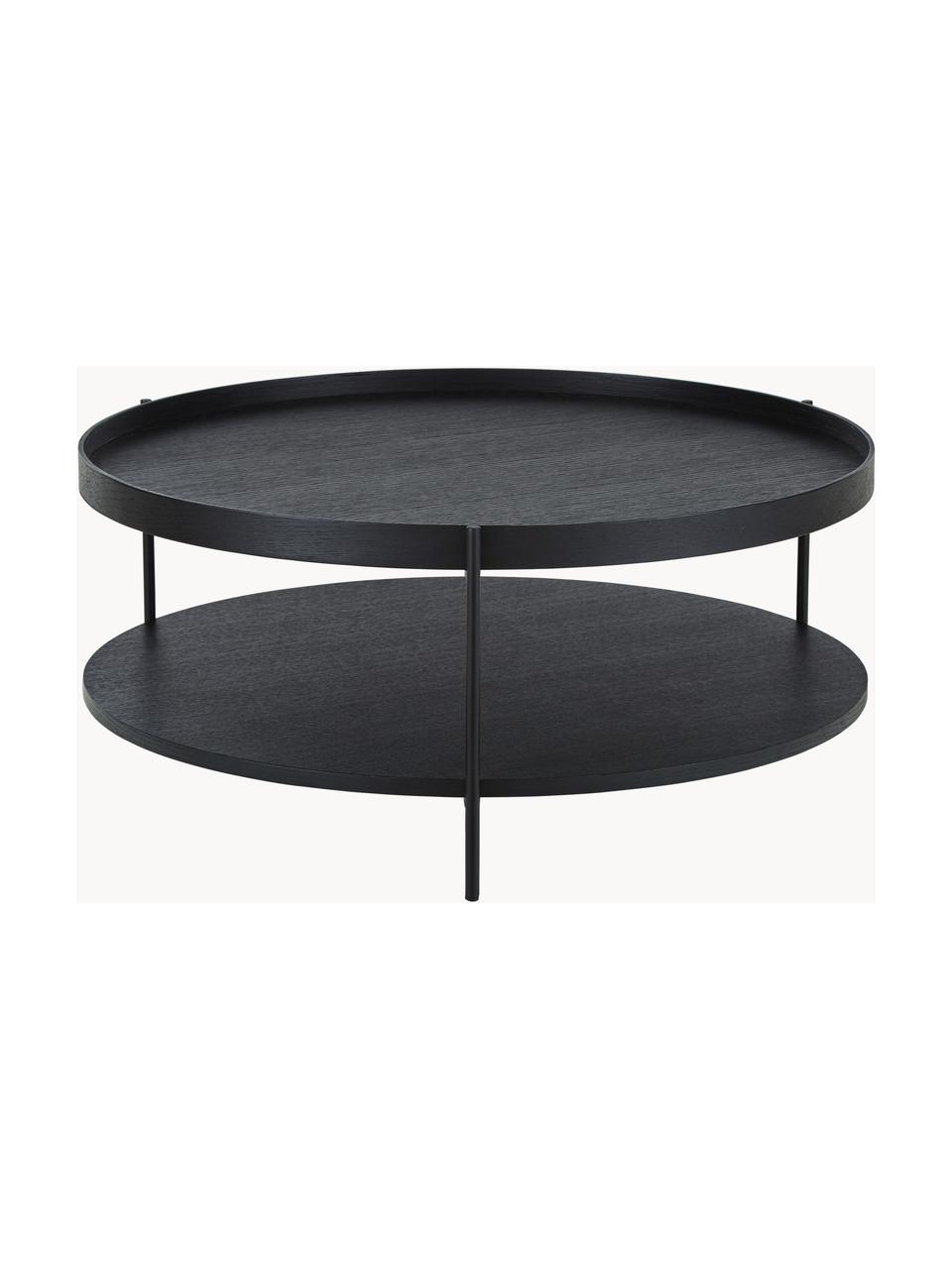 Mesa de centro redonda de madera Renee, Tablero: fibras de densidad media , Estructura: metal con pintura en polv, Negro, Ø 90 cm